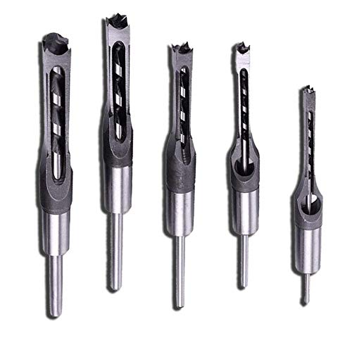 Juego de brocas cuadradas para carpintería, 5 piezas, juego de brocas cuadradas para carpintería, HSS de madera, brocas avellanadas, herramientas de perforación de apertura de agujero, 6,4 mm/8 mm