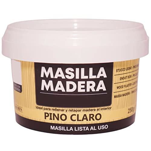Tradineur - Masilla de relleno para madera, pasta para tapar grietas, lista para usar, reparación de fisuras, agujeros en muebles, uso interior, calidad profesional (Pino claro, 250 g)