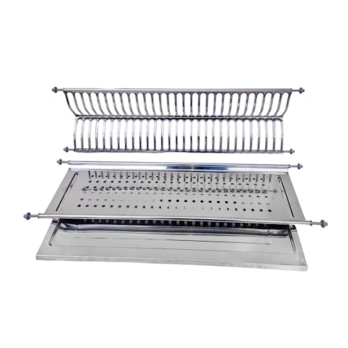 Escurreplatos de acero inoxidable para empotrar con bandeja recogligotas de varios tamaños 86 76 66 56 cm Made in Italy (76 cm)