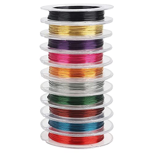 10 rollos Alambre Manualidades Colores Alambre de Cobre Desnudo 0.3mm Cable de Hilo de Rollos de Alambre para la Elaboración de Joyas