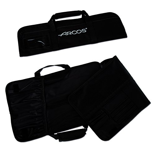 Arcos Bolsas para Cuchillos, Bolsa para Cuchillos con capacidad para 4 piezas, 100% Poliester 460 x 275 mm, Color Negro, CUCHILLOS NO INCLUIDOS, 4 compartimentos