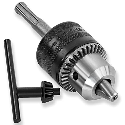 S&R Portabrocas de Taladro SDS 1,5mm ½ - 20unf Mandril con Adaptator SDS PLUS y Llave para cierrar