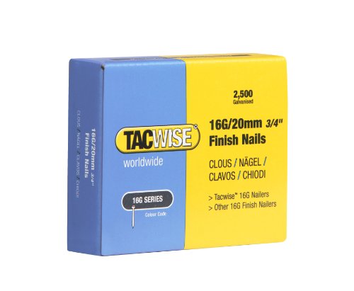 TACWISE 0665 Clavos 16 G, Caja de 2500 Unidades, Metalizado, 16G /20 mm