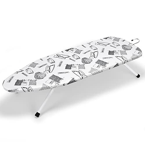 Duwee Tabla de Planchar de 92 × 34 cm con Cubierta Resistente al Calor, Patas Plegables y área de Planchado Liviana y Extra Larga con Gancho para Almacenamiento