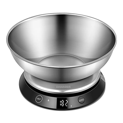 Digital Báscula de cocina de Acero Inoxidable,recargable por USB,peso cocina digital con cuenco desmontable de 11 lb/5 kg, bascula precision peso de cocina bascula digital, balanza cocina
