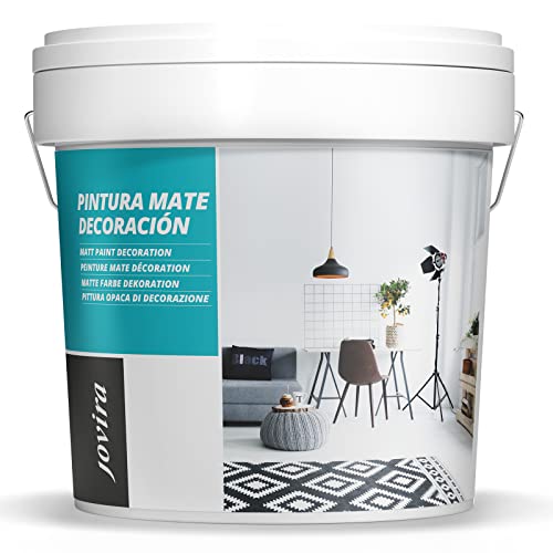 Pintura Mate Decoración, Liso Blanco Interior-Exterior. Paredes, Techos, fachadas (5 Kilos, Blanco)