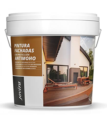 JOVIRA PINTURAS Pintura Fachadas Antimoho. Repelente al agua, impermeable y anti fisuras. (5 Kilos, blanco)