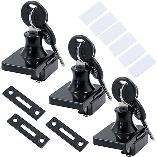 Cilindro Cerradura Muebles Seguridad Abinete - Cerradura Mueble Espagnolette Varias Llaves Buzones Correo Cajones Armarios Gabinete Leva Puerta Armario Puerta Vidrio Doble Abierta 3 Piezas Negro
