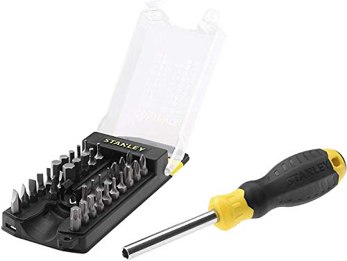 STANLEY STHT0-70885 - Destornillador multipuntas, Incluye 34 puntas y organizador de puntas, Mango bimaterial, Cabeza magnética, Diseño compacto