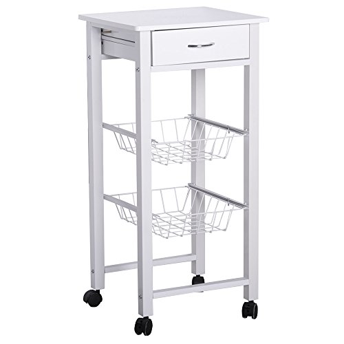 Carro verdulero moderno blanco de metal para cocina Basic - LOLAhome