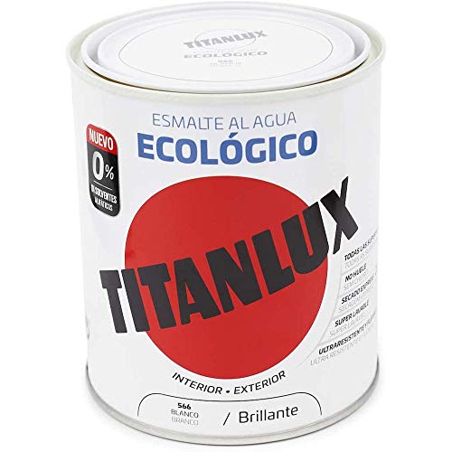 Titanlux - Esmalte Agua Ecologico Brillante, Blanco, 750ML (ref. 00T056634)