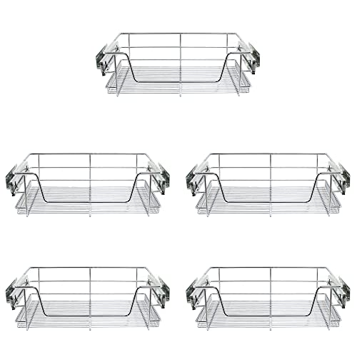 KUKOO - 5 Cestos Metálicos Extraíbles de Cocina para Muebles Armarios de 60cm de Ancho Cajón Telescópico Cocina Cierre Suave Cestas Almacenaje Almacenamiento Organizadores Capacidad 15-20kg por Cesta