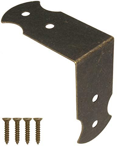 FUXXER® - 20 conectores angulares, herrajes, esquinas angulares, soportes para muebles, protección de bordes, conexión, diseño de latón antiguo, 40 mm x 17 mm, 20 unidades con tornillos