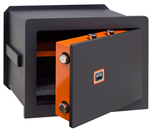 ARREGUI Plus C 181340 Caja fuerte de empotrar a pared con cerradura certificada de llave | Caja de Seguridad para casa y hogar | Fundo extensible | Fácil de instalar | 27 x 38,5 x 20/30 cm | 11 a 19 L