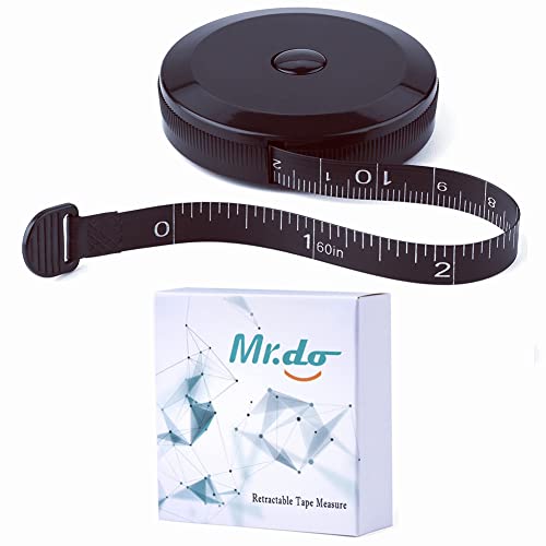 Mr.do Cinta Métrica Retráctil de Corporal Sastre Costura Cuerpo 150cm / 60 Pulgadas Negro