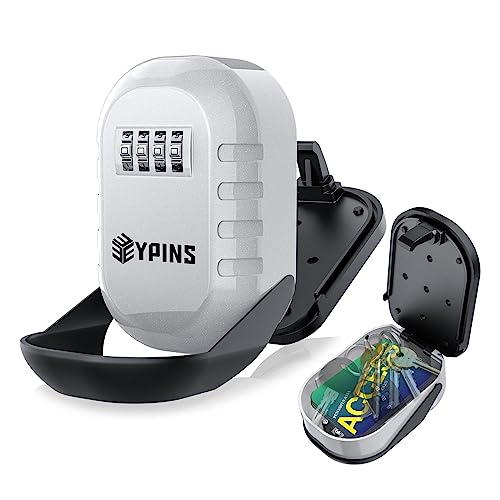 EYPINS Caja Seguridad de Llaves, Caja de Cerradura Combinación Llaves Impermeable y con Cubierta Aleación de Aluminiopara de Exterior, Caja Fuerte de Bloqueo Llaves de Pared para Casa, Garaje, Escuela