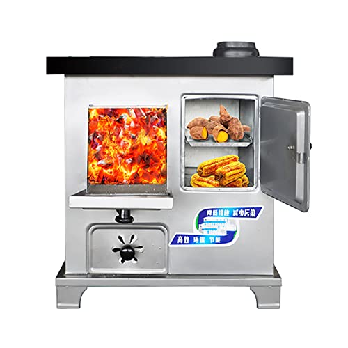YYUINU Estufa de carbón de Hierro Fundido Multifuncional, Estufa de leña de Ahorro de energía, con Tanque de Agua Caliente de 16L y Horno de Gran Capacidad, Estufa de Cocina sin Humo,A