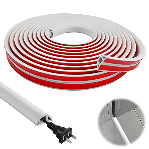 8m Protección Cubierta de Cables, 20 x 10mm Pasacables Semicircular Suelo, Canaletas para Cables Adhesivas de Calibre 8 mm, Floor Cord Covers, Canaletas para Cubrir Cables (8m)