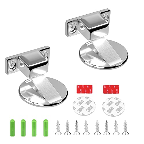 GEFIRE 2 Pcs Tope Puerta Magnetico, Tope Retenedor Puerta Tope de Puerta Magnético de Metal, Tope de Puerta Invisible Tope de Puerta Magnético Fuerte, Viene con Adhesivo y Tornillos（Plata）