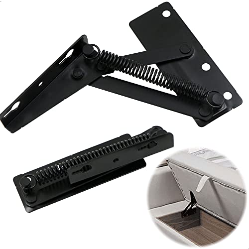 Bisagra Muelle Soporte ElevacióN - Plegable Herraje De Con ElevacióN, Bisagras Para Armarios, Sofá, Cama Plegable, Tapa Herramienta, Accesorios De Muebles, Negro, 2 Unidades