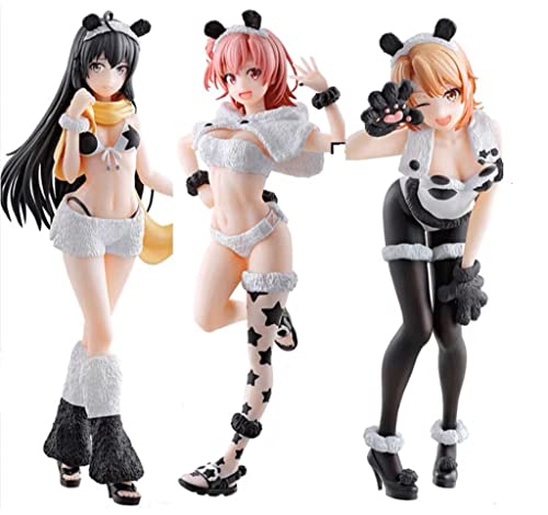 ZLCO My Teen Romantic Comedy Snafu Climax! Figure Yukino Yukinoshita and Yui Yuigahama and Iroha Isshiki Set of 3 PVC Anime Figure, Multicolor (Panda Ver.)