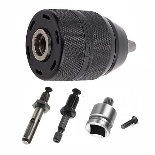 Secwell 2mm-13mm Adaptador SDS Plus con Portabrocas 1/2-20UNF Autoblocante Sin Llave Portabrocas de Taladro Metal Negro