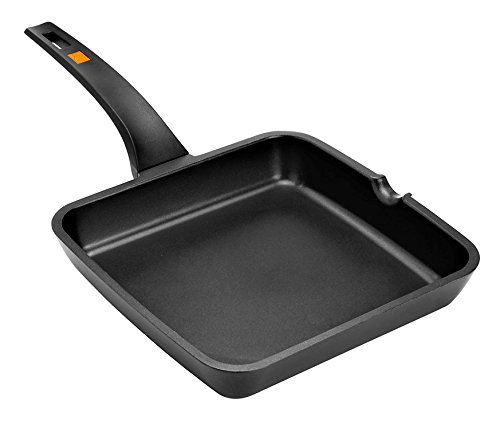 BRA Efficient - Grill asador liso, 22 cm, aluminio fundido con antiadherente Teflon Platinum Plus, apta para inducción, libre de PFOA