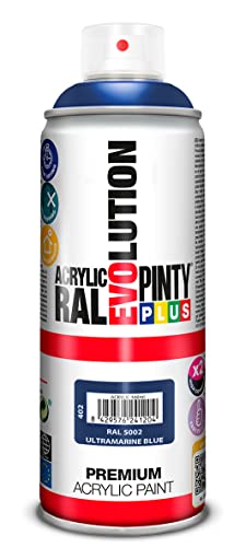 PINTYPLUS EVOLUTION Azul Pintura spray Acrílica Brillo 520cc Ultramarie Blue Ral 5002, 300 g (Paquete de 1), 400