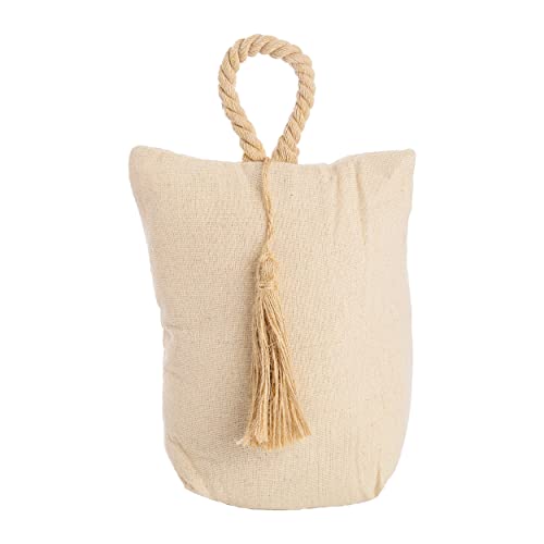 Tope de Puerta Decorativo Tope Puerta de Tela Arena Sujeta Puertas Suelo Tope para Ventanas y Puertas - Beige con Fleco