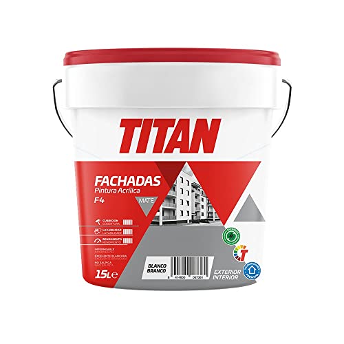 PINTURA ACRÍLICA FACHADAS MATE F-4 BLANCO 15l TITAN 125670015