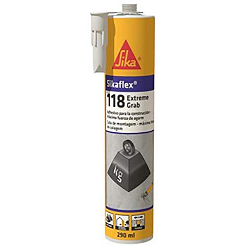 Sikaflex 118 Extreme Grab, Blanco, Masilla adhesivo de construcción para montaje sin fijación temporal, potente agarre inicial, interior y exterior, 290ml