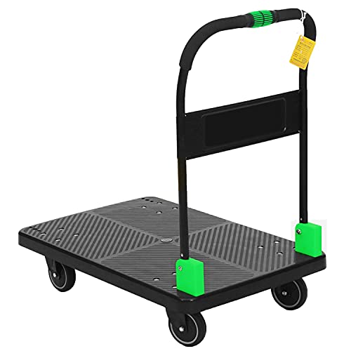 N&S Juvyig - Carrito de transporte plegable con una sola mano, 350 kg, carrito de plataforma con bajo ruido (sin frenos)