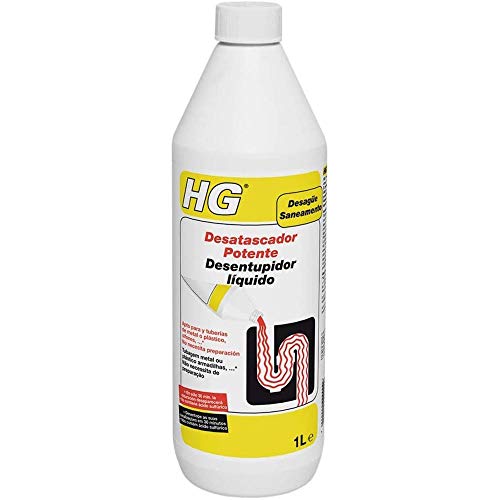 HG Desatascador Potente de Tuberías, Elimina Obstrucciones y Limpia Desagües Rápidamente, Para Tuberías de Desagüe Obstruidas en Fregaderos, Inodoros o Platos de Ducha y Bañeras (1 litro) - 139100130