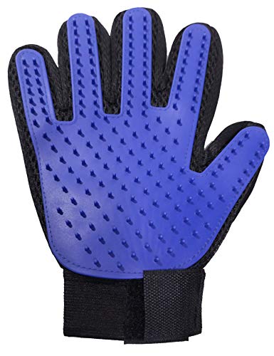 Guante de Aseo para Mascotas NA – Eficiente Guante para Quitar el Pelo de Mascotas – Consejos de Silicona Suave para Masaje Suave – para Gatos y Perros con Pelo Largo y Corto (Azul, Derecha)