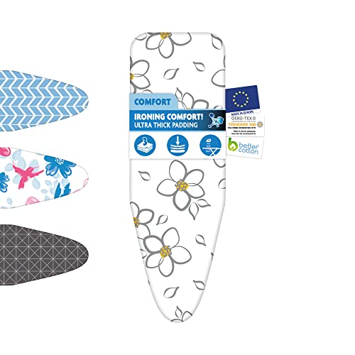 LaundrySpecialist Funda Tabla DE Planchar Comfort – Tamaño (L/XL) Universal máx. 52x140 cm - Disponible en Dos tamaños - Fabricada en algodón 100%, con una Capa de Molton – Planchado Extra cómodo