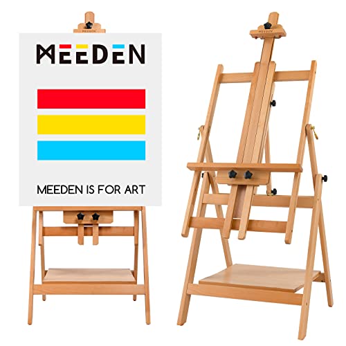 Caballete de Madera MEEDEN, Caballete de Pintura Grande, Caballete de Suelo Ajustable con Marco en H, Caballete de Artista de Madera Maciza de Haya, sostiene un Lienzo máximo de 59''