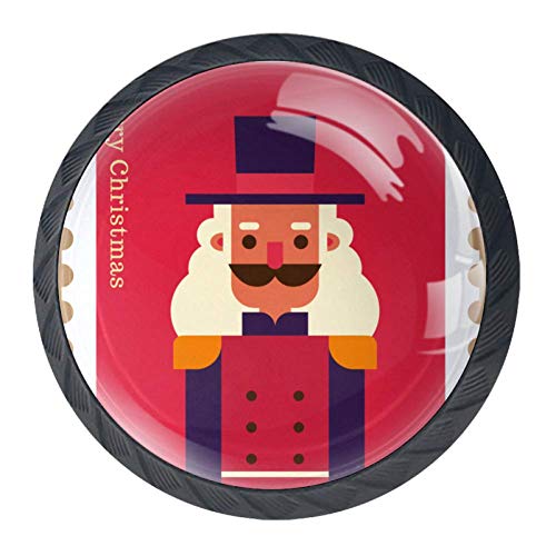BestIdeas - Tiradores Redondos para cajones, diseño de muñeco de Nieve, 4 Unidades, para Cocina, tocador, Puerta, Armario, Xmas Stamp Toy Sodier, 3.5×2.8CM/1.38×1.10IN