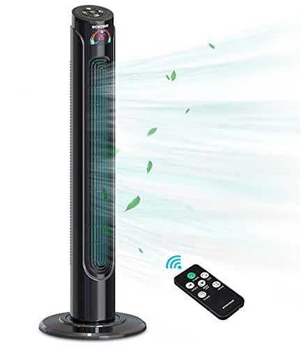 WOWDSGN [𝟐𝟎𝟐𝟑 𝐍𝐮𝐞𝐯𝐨 Ventilador Torre Silencioso, Ventilador 𝐁𝐚𝐣𝐨 𝐂𝐨𝐧𝐬𝐮𝐦𝐨 93CM, Ventiladore de Pie con Mando - Temporizador 15H - 3 Velocidades & 3 Modos - para Casa/Oficina