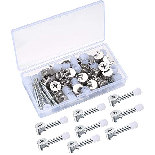 20 Piezas Muebles Conectores, M6 3-in-1 Conectores de Muebles Accesorios de leva Tuercas Pre-Insertadas Pasadores Tornillos Tuerca de Fijación para Armario Muebles de Madera Cajón