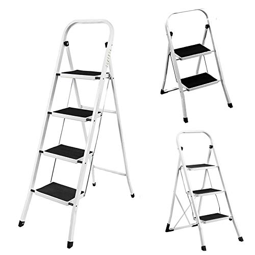 Escalera plegable peldaños 2 peldaños plegable escalera escalera plegable escalera doméstica para la limpieza de la cocina en el hogar Office decoración pintura 150 kg carga máx.