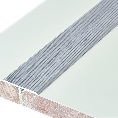 LXLF Tapajuntas Suelo/Perfil de Transición Gris Tira De Transición De Piso Efecto Madera Moldura En T Aluminio Cubierta De Brecha, para Pisos De Madera, Laminados, Vinilo O Baldosas