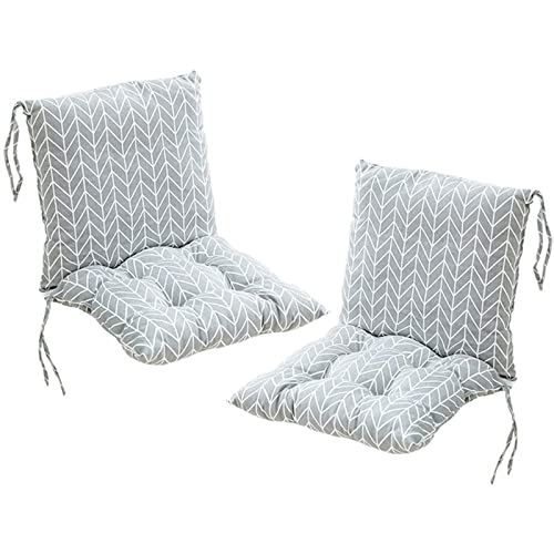 Huachaoxiang 2 cojines para silla con asiento trasero, cojín de respaldo con cintas, cojín acolchado de respaldo bajo, cojín acolchado para silla de jardín (40 x 80 cm), color gris