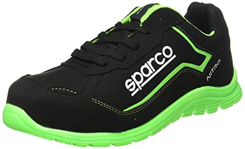 Sparco Teamwork Scarpa Antinfortunistica Da Lavoro-Bassa per UOMO E Donna-Nitro-S3 SRC, Botas de Seguridad y contra Incendios Unisex Adulto, Nero/Verde, 42 EU