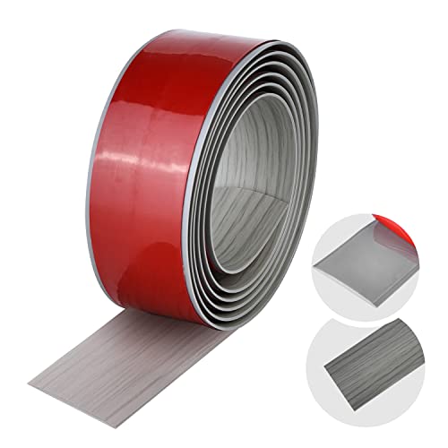 Perfil de transición autoadhesivo – 200 x 5 cm – Listón de borde de alfombra autoadhesiva, tira de paso al suelo, tira de borde de goma, listones laminados para puertas (gris)