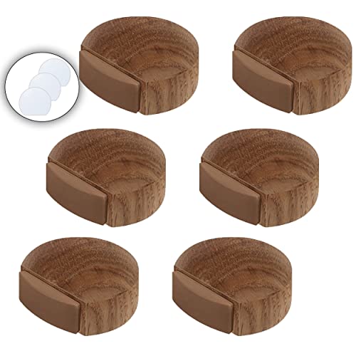 Topes para Puertas, Tope de puerta para suelo, Tope Puerta Adhesivo de Madera para todo tipo de Suelo, Topes puerta adhesivos, door stopper - Pack 6 unidades mas 3 adhesivos extra. (Sapelly)