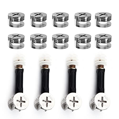 WYAN El kit de conexión de muebles tres en uno de 4PCS, la cerradura de leva excéntrica de 10PCS, el juego de tornillos de fijación de hardware de muebles se utilizan