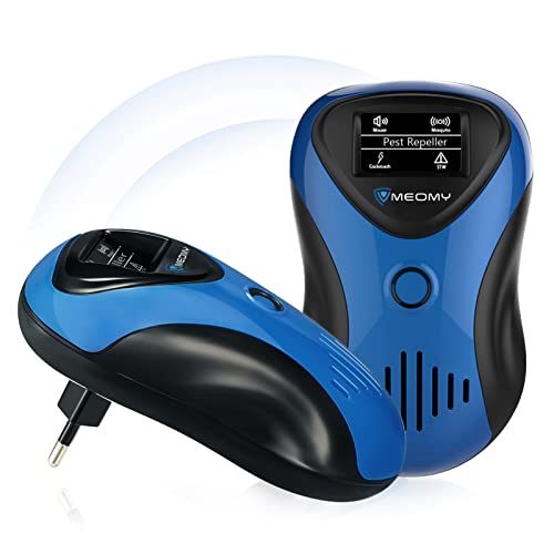 MEOMY Repelente Ultrasónico de Plagas, Repelente Ultrasónico Mosquitos, 4 Modos Antimosquitos Eléctrico para Interiores Anti Cucarachas, Moscas, Mosquitos, Ratones, Arañas - 2 Piezas