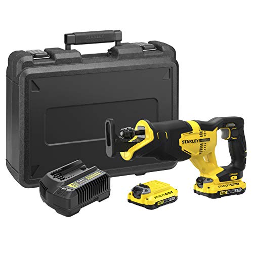 STANLEY SFMCS300D2K-QW Sierra Sable V20 LI-Ion 18V con 2 BATERÍAS 2Ah, Cargador Y MALETÍN