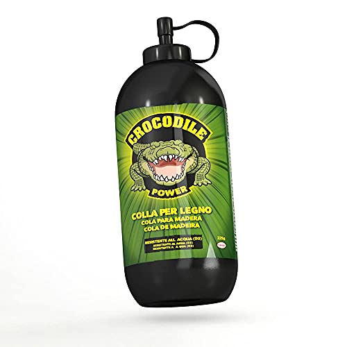 Pattex Crocodile Power Cola para madera, pegamento fuerte para madera para interiores y exteriores*, cola trasparente al secar, cola resistente al agua, 1x225g
