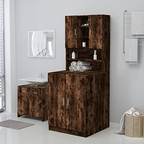homiuse Armario de Lavadora Color Roble Ahumado Mueble Lavadora Exterior Mueble Ropa Sucia Armario Lavadora Mueble para Lavadora Mueble sobre Lavadora Mueble Encima Lavadora 71x71,5x91,5 cm